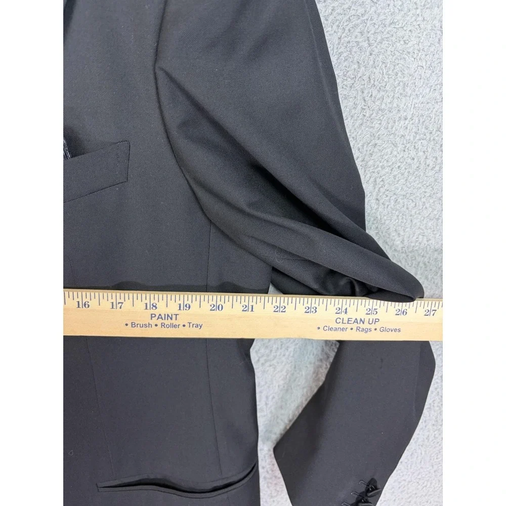 Ermenegildo Zegna Suit Jacket Mens 54 Black Wool Double Breasted Peak Lapel Men